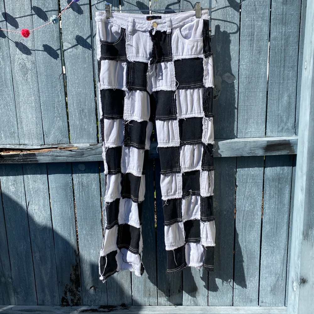 Black & White Checkered Jeans